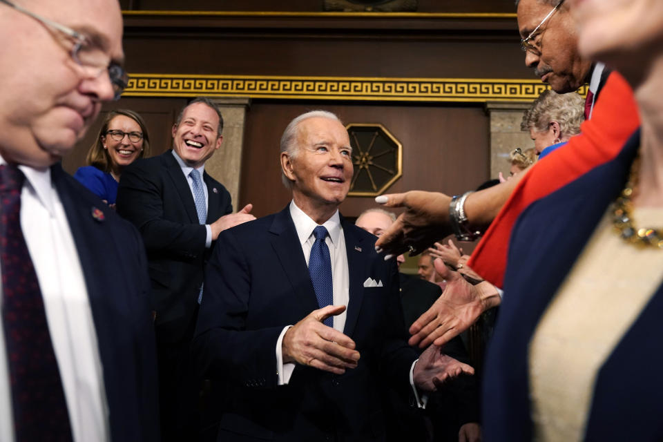 President Joe Biden arrives to deliver the State of the Union address to a joint session of Congress at the Capitol, Tuesday, March 1, 2023, in Washington. (AP Photo/Jacquelyn Martin, Pool)