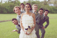 <div class="caption-credit"> Photo by: B&E Photographs</div><div class="caption-title">Bridal Party Shots</div>Another silly shot with the groomsmen.