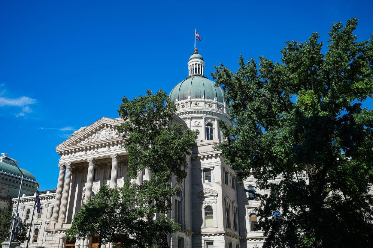 The Indiana Statehouse before the start of special session Saturday, July 30, 2022, in Indianapolis. 