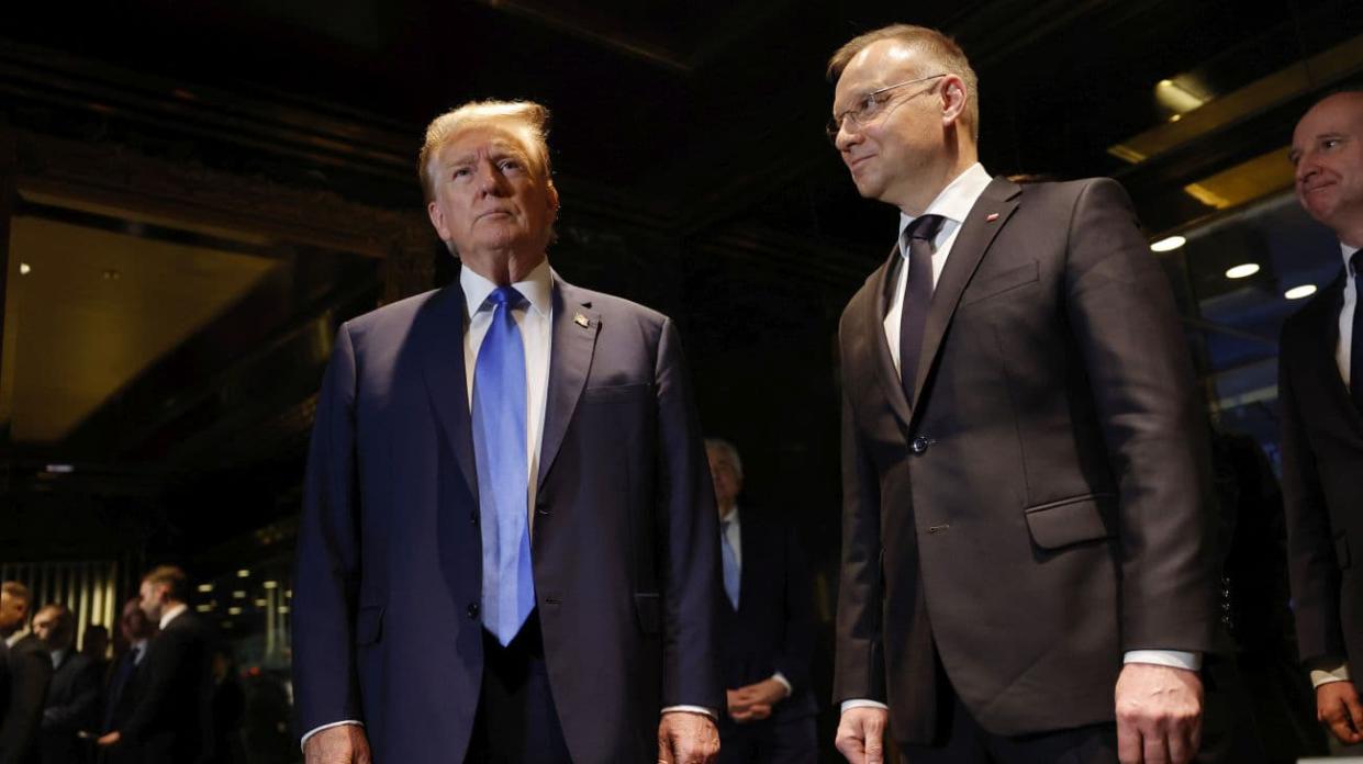 Trump and Duda during the meeting on 17 April. Photo: Getty Images