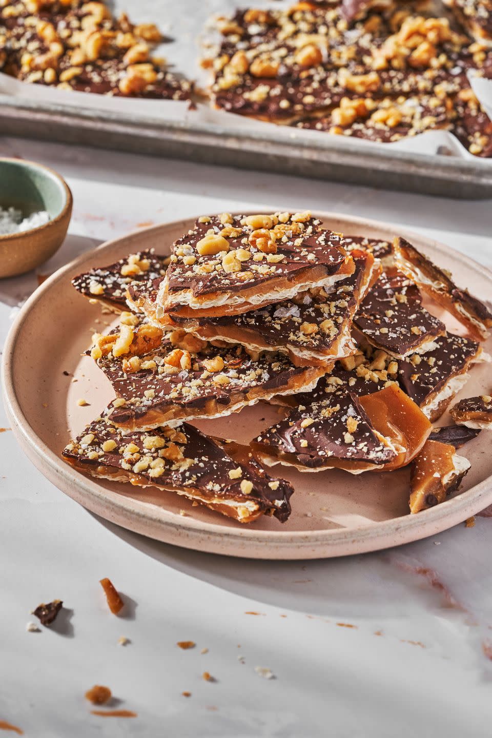 <p>This candy has become a post-seder classic and is a great way to utilize any extra <a href="https://www.delish.com/cooking/menus/g2662/passover-matzah-recipes/" rel="nofollow noopener" target="_blank" data-ylk="slk:matzo;elm:context_link;itc:0;sec:content-canvas" class="link ">matzo</a> you bought. Make a lot and give as gifts!<br></p><p>Get the <strong><a href="https://www.delish.com/cooking/recipe-ideas/a35842964/chocolate-toffee-matzo-recipe/" rel="nofollow noopener" target="_blank" data-ylk="slk:Chocolate Toffee Matzo recipe;elm:context_link;itc:0;sec:content-canvas" class="link ">Chocolate Toffee Matzo recipe</a></strong>.</p>