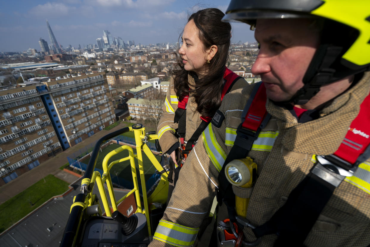 The cage of the 64m turntable ladder