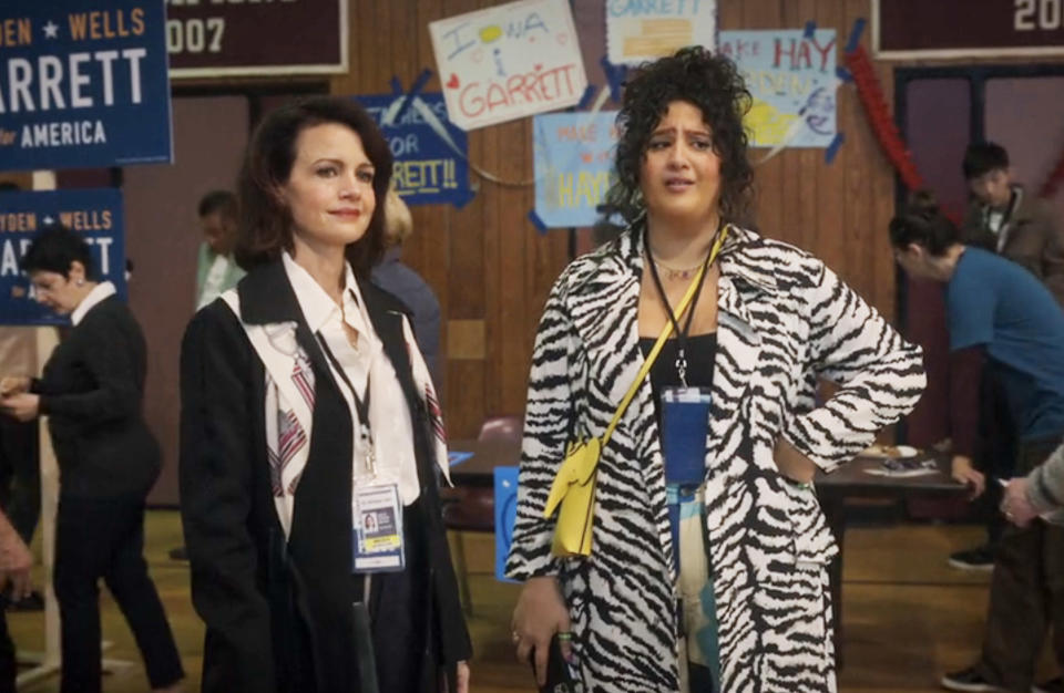 Carla Gugino and Natasha Behnam in The Girls on the Bus