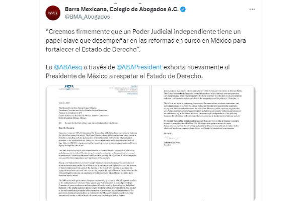 ABA abogados estados unidos poder judicial mexico amlo