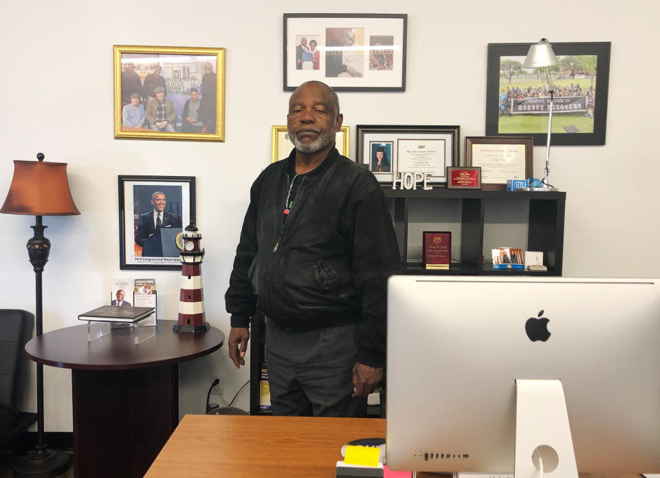 Rev. James Caldwell, who runs a grassroots group in northeast Houston, is concerned about what happens to people when better flood risk data drives down the value of their homes. (Photo: Sophie Kasakove)