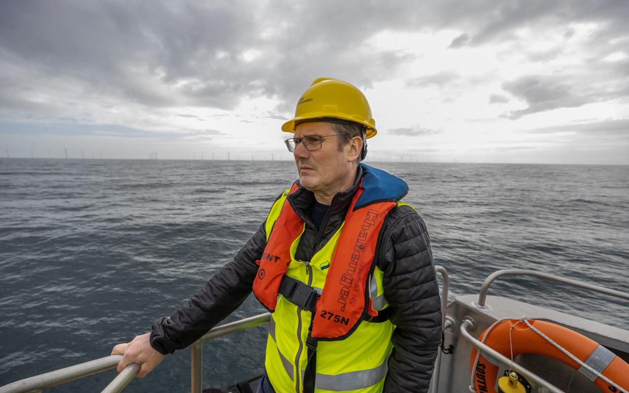 Labour leader Sir Keir Starmer during a visit to the Beatrice wind farm off the Caithness coast - Paul Campbell/PA Wire