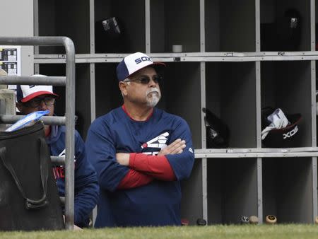 Apr 7, 2019; Chicago, IL, USA; Chicago White Sox manager Rick Renteria (36) watches the game against the Seattle Mariners during the third inning at Guaranteed Rate Field. Mandatory Credit: David Banks-USA TODAY Sports