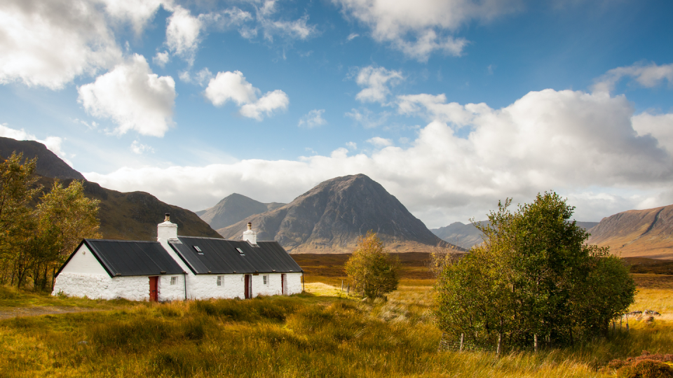 best fall pictures like autumn colours with clouds in a blue sky and exciting mountain scenery