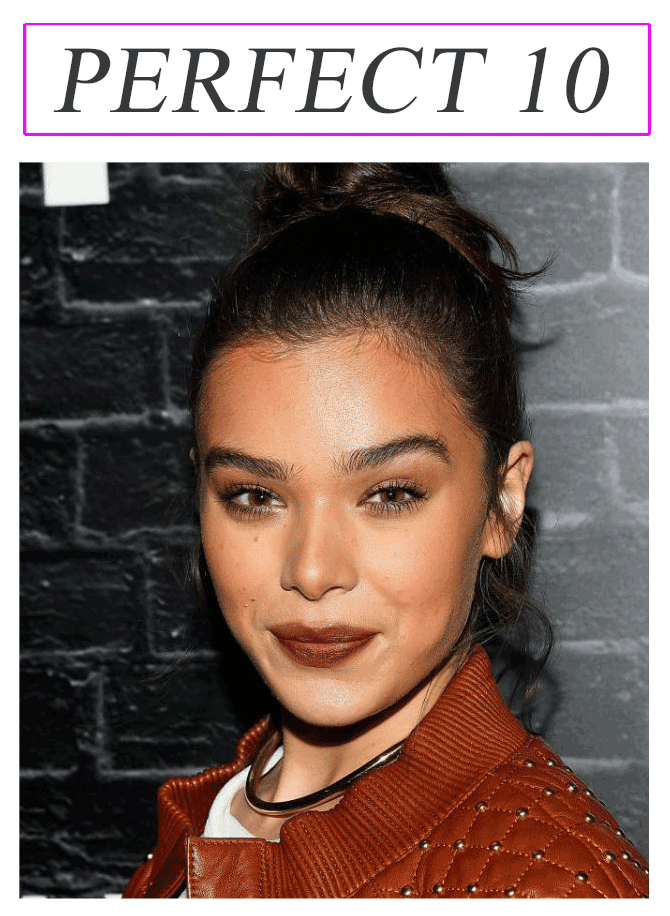 <p>Hailee Steinfeld snags the top spot on our Perfect 10 list with her rich brown lip color. (Photo: Getty Images) </p>