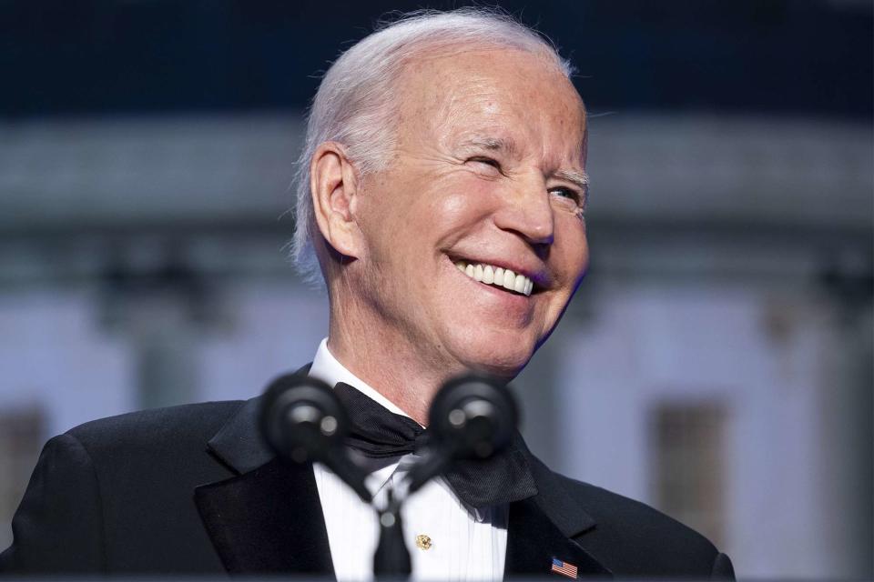 Jim Lo Scalzo/EPA/Bloomberg via Getty President Joe Biden speaks during the White House Correspondents