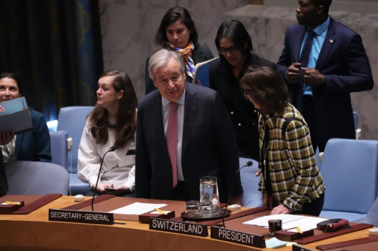 El secretario general de Naciones Unidas, Antonio Guterres, en una reunión del Consejo de Seguridad sobre la situación en Oriente Medio, el 2 de octubre de 2024 en Nueva York (Bryan R. Smith)