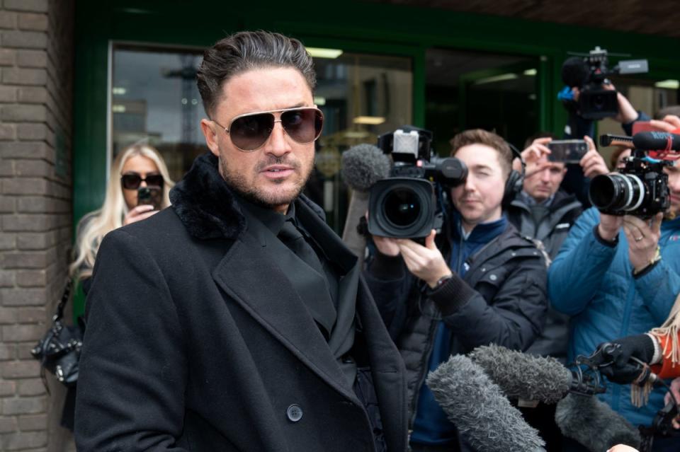 Reality TV star Stephen Bear arrives at Chelmsford Crown Court, Essex, in December 2022 (PA)