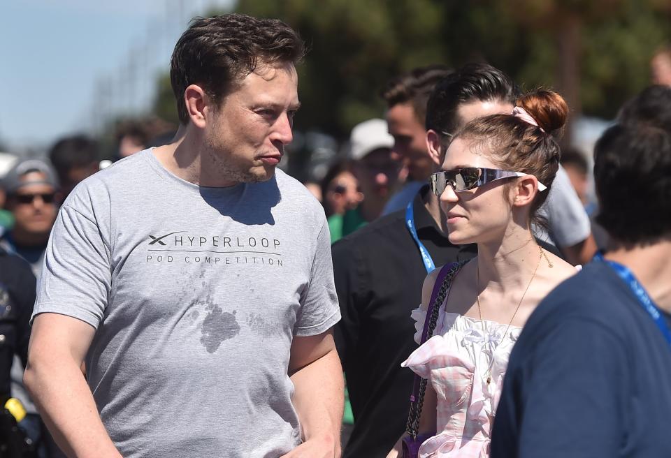 <p>File image: Elon Musk and Canadian musician Grimes attend the 2018 Space X Hyperloop Pod Competition in 2018</p> (Getty Images)