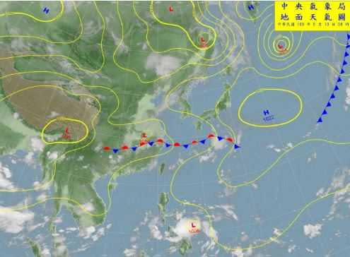 目前菲律賓東方海面低壓擾動，是否成颱還要再觀察。（圖／中央氣象局提供）