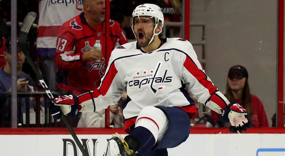 Based on his reactions, Alex Ovechkin doesn’t ever get sick of scoring goals. (Photo by Gregg Forwerck/NHLI via Getty Images)