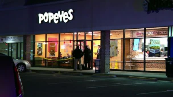 PHOTO: Police say a man was stabbed to death outside a Popeyes restaurant in Oxon Hill, Md., after an argument that started while people were in line to buy chicken sandwiches, Nov. 4, 2019. (WJLA)