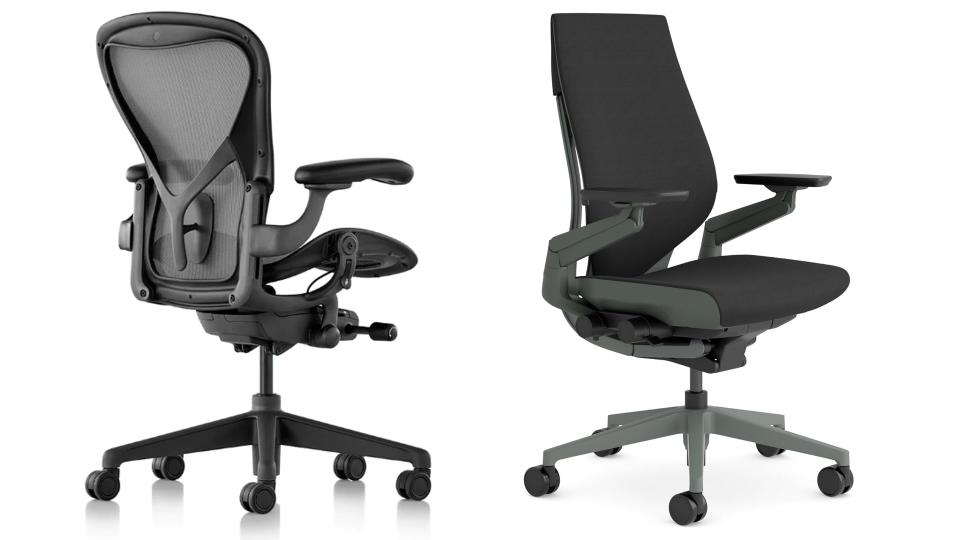 Herman Miller Aeron chair and Steelcase Gesture chair side-by-side