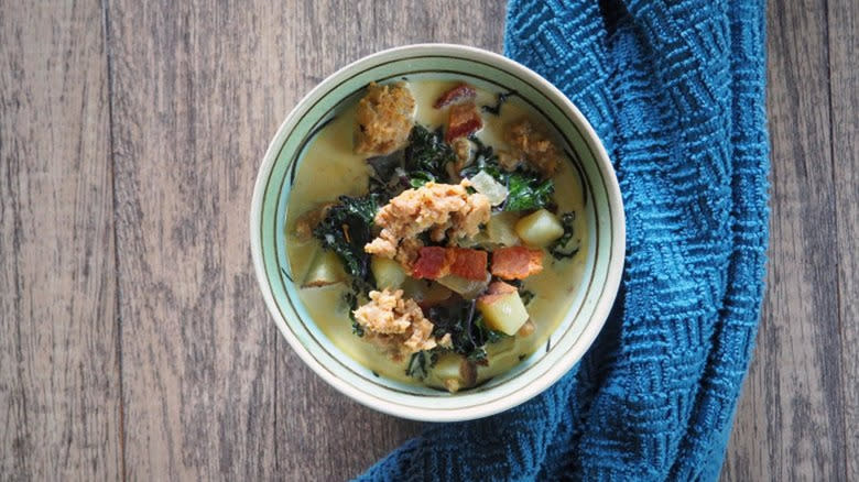 Sausage, bacon, and kale zuppa Toscana