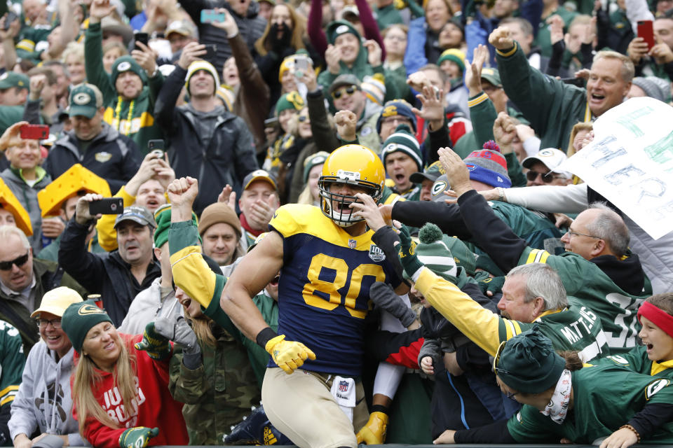 Jimmy Graham is in a smash spot in a high-scoring game in Week 8. (AP Photo/Mike Roemer, File)