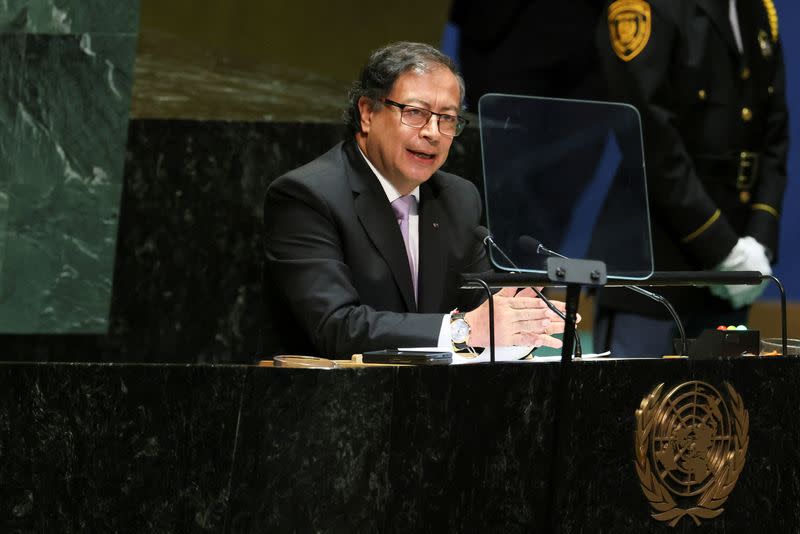 El presidente de Colombia, Gustavo Petro, se dirige a la 78ª sesión de la Asamblea General de la ONU en Nueva York