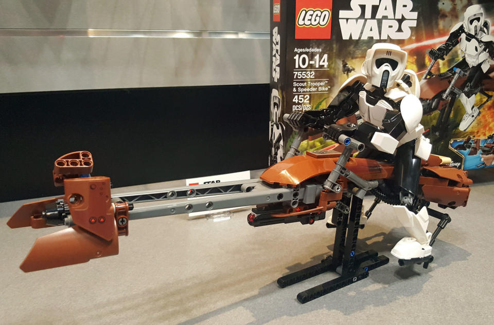 Lego "Star Wars" Scout Trooper & Speeder Bike building set ($54.99) <cite>Hanneke Weitering</cite>