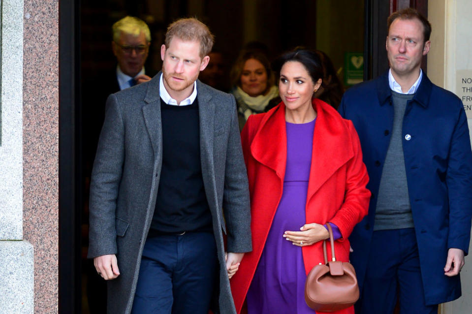 Prince Harry and Meghan, Duchess of Sussex, depart from Birkenhead Town Hall on Jan. 14, 2019, in Birkenhead, England. (Photo: Richard Martin-Roberts/Getty Images)