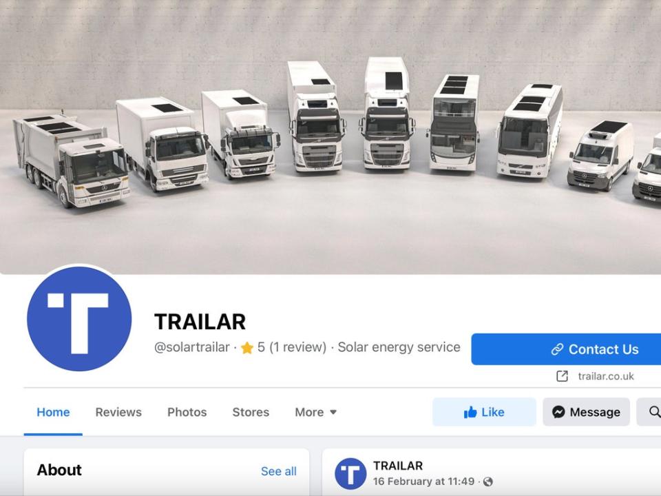 The Facebook page for the British start-up, Trailar (Facebook / Trailar)