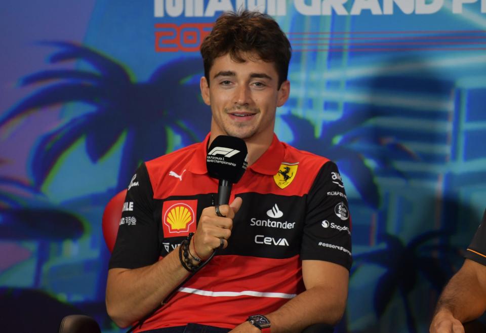 Charles LeClerc spoke to the media Friday and also recorded the fastest lap of 1:31.09 on the 19-turn 3.363-miile Miami International Autodrome circuit.