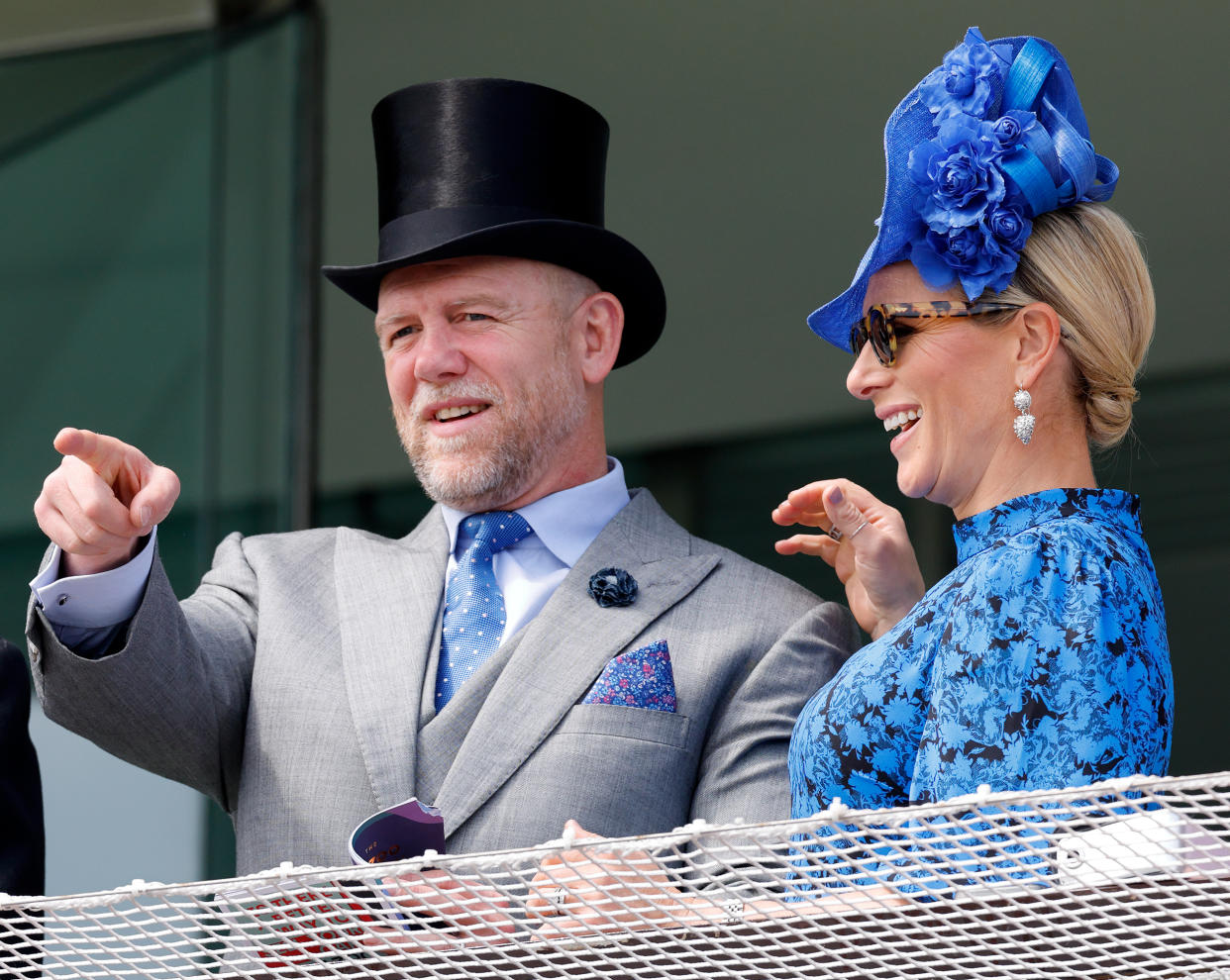 Mike Tindall and Zara Tindall watch the racing from the royal box as they attend The Epsom Derby at Epsom Racecourse on June 4, 2022 in Epsom, England. (Photo by Max Mumby/Indigo/Getty Images)