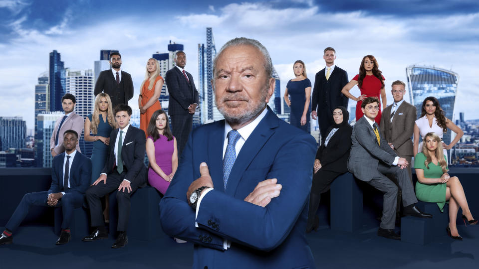 Programme Name: The Apprentice - TX: n/a - Episode: n/a (No. n/a) - Picture Shows: The Apprentice 2022 candidates and Lord Sugar (centre).    - (C) Ray Burmiston - Photographer: Ray Burmiston