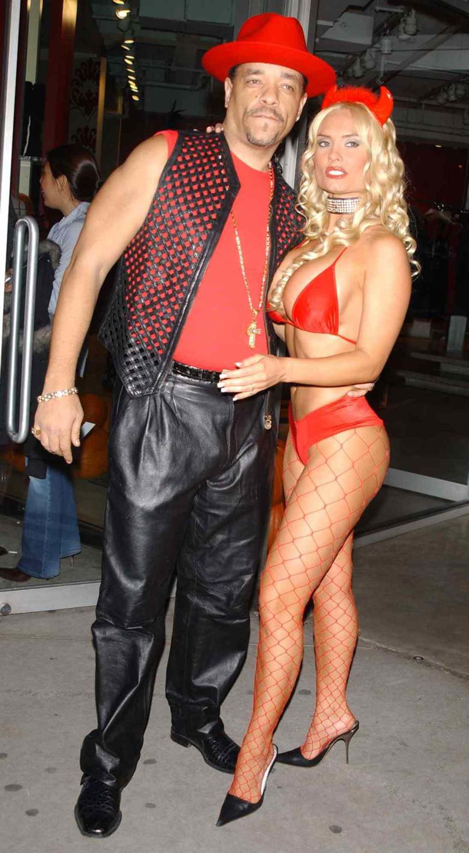 Ice-T and his wife, Coco, attend DKNY Annual Halloween Party at the DKNY Flagship store on October 31, 2002 in New York City