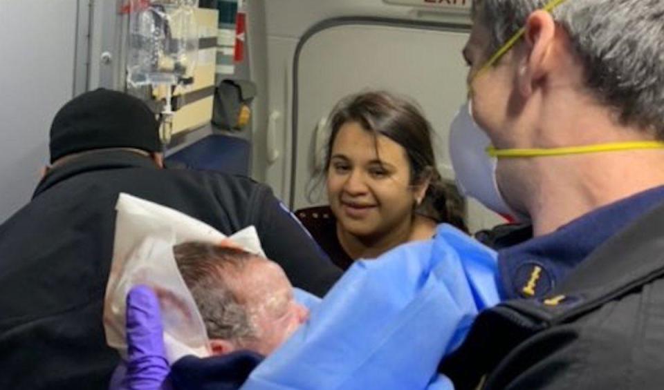 Liliana Castaneda Avilia with baby girl Analia, who was born onboard a Delta airplane. / Credit: @ATLairport