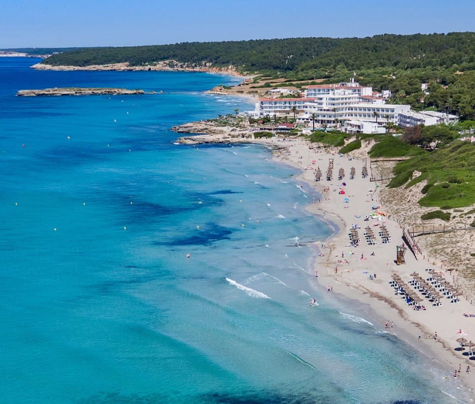Villa Le Blanc, Menorca's first "grand-luxury," carbon-neutral hotel, occupies Santo Tomás Beach on Menorca's south coast. <p>Meliá Hotels International</p>