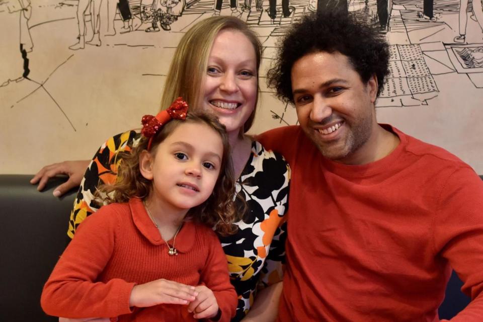 Toby and Jacqui Aldenhoven with their four-year-old daughter Chloe