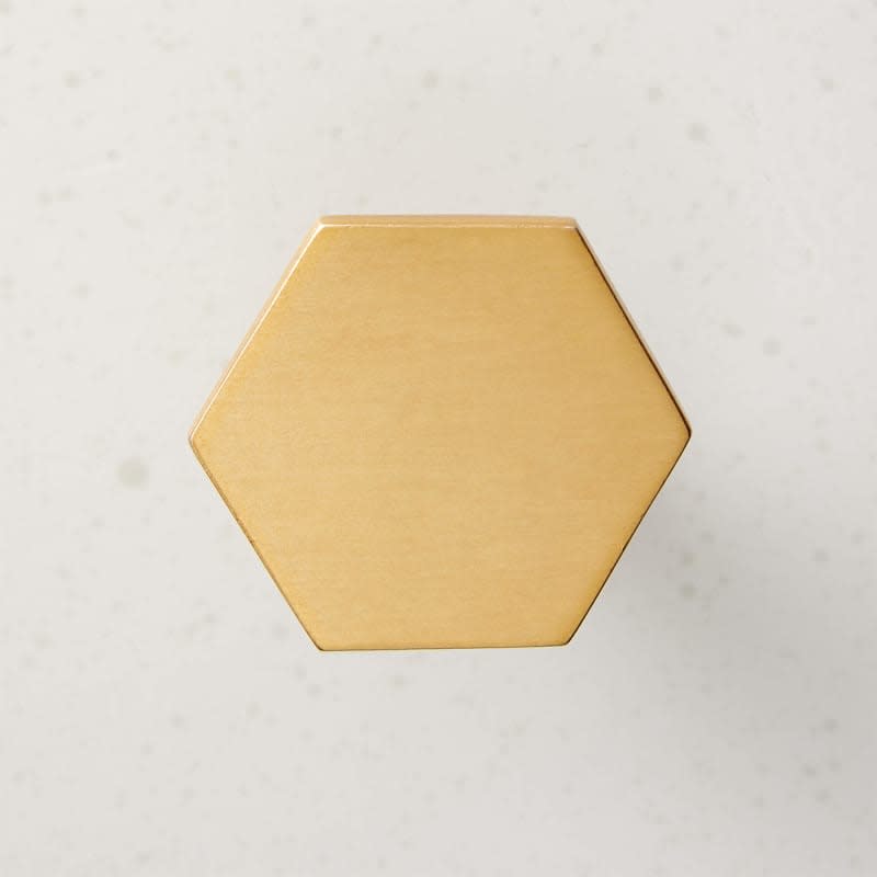 Hex Brushed Brass Knob