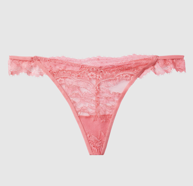 Entice Pink Lace Diamante Tanga Knickers, Lingerie