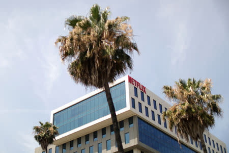 FILE PHOTO: The Netflix logo is seen on their office in Hollywood, Los Angeles, California, U.S. July 16, 2018. REUTERS/Lucy Nicholson/File Photo