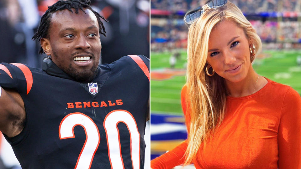 Bengals cornerback Eli Apple's Super Bowl performance was mocked widely on social media, but it was reporter Annie Agar who copped a serve from the NFL star's mother. Pictures: Getty Images/Twitter