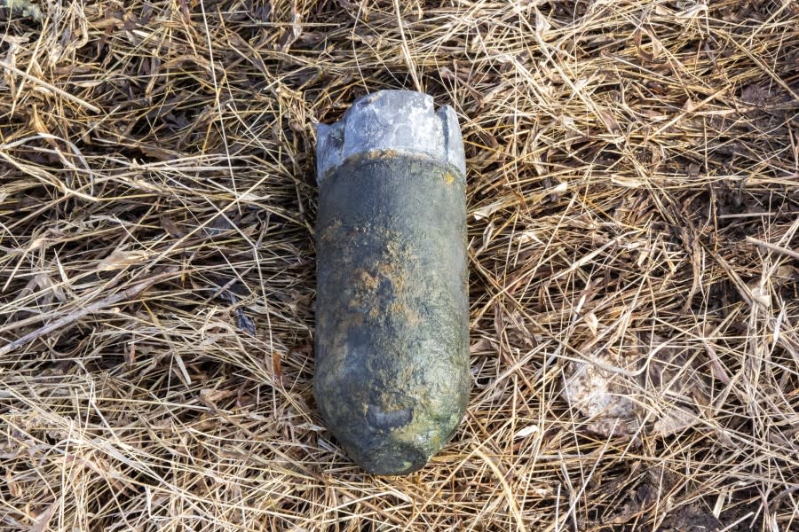 This artillery shell was found within the Little Round Top rehabilitation project area and dates from the Battle of Gettysburg, July 1-3, 1863. Courtesy of National Park Service, Gettysburg National Military Park.