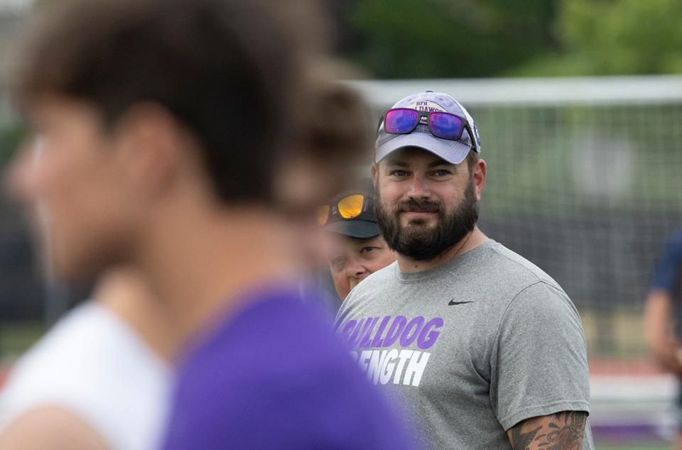 Jeremy Schulte, shown during a 7-on-7 involving Rumson-Fair Haven, Ocean, Monmouth and Middletown South, is beginning his first season as Rumson-Fair Haven's head coach. He succeeds his father, Jerry, as the Bulldogs' head coach.