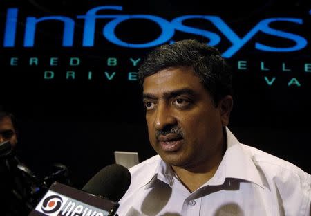 Nandan M. Nilekani speaks to the media at the Infosys campus, in Bangalore, January 11, 2007. REUTERS/Jagadeesh NV/Files