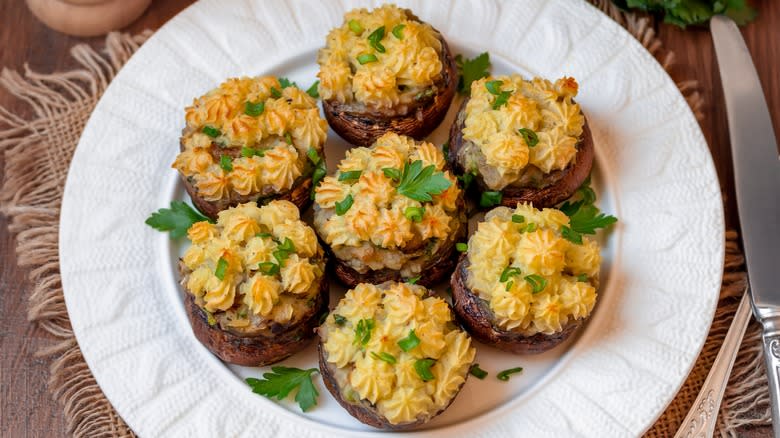 Mashed potato stuffed mushrooms