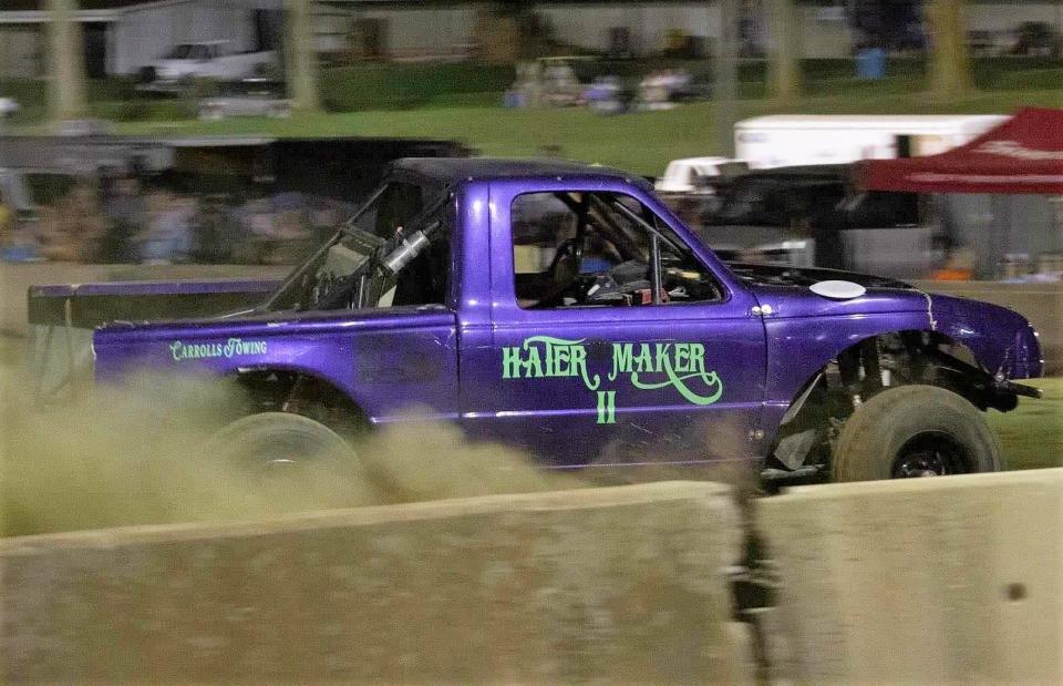 William Hellinger drives his truck Hater Maker II.