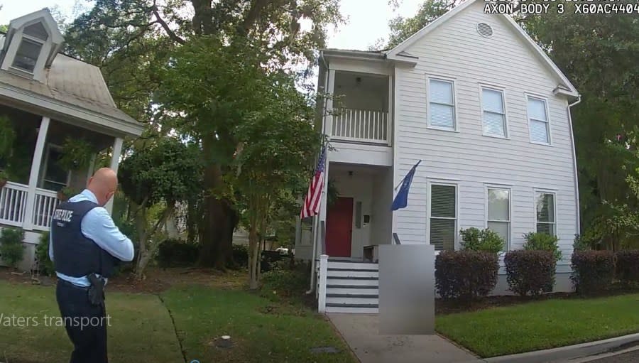 MSP Sgt. Todd Peterson outside Waters' home in Beaufort, South Carolina. (Courtesy)