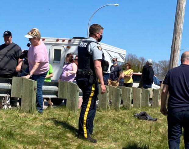 RCMP in Mount Stewart were asking whale watchers to spread out on the weekend. (Georgia Potter Fraser - image credit)