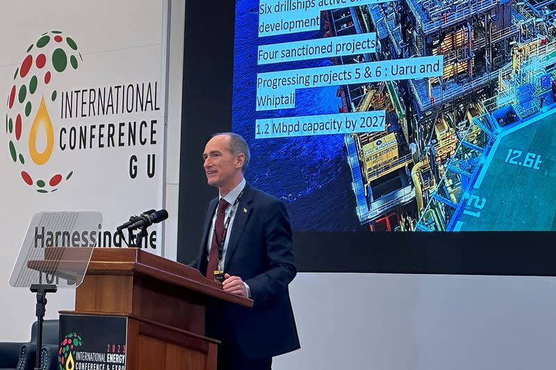 FILE PHOTO: Exxon Mobil Corp country chief in Guyana Alistair Routledge speaks at Guyana's International Energy Conference in Georgetown