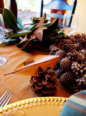 leaf pine cone place card name