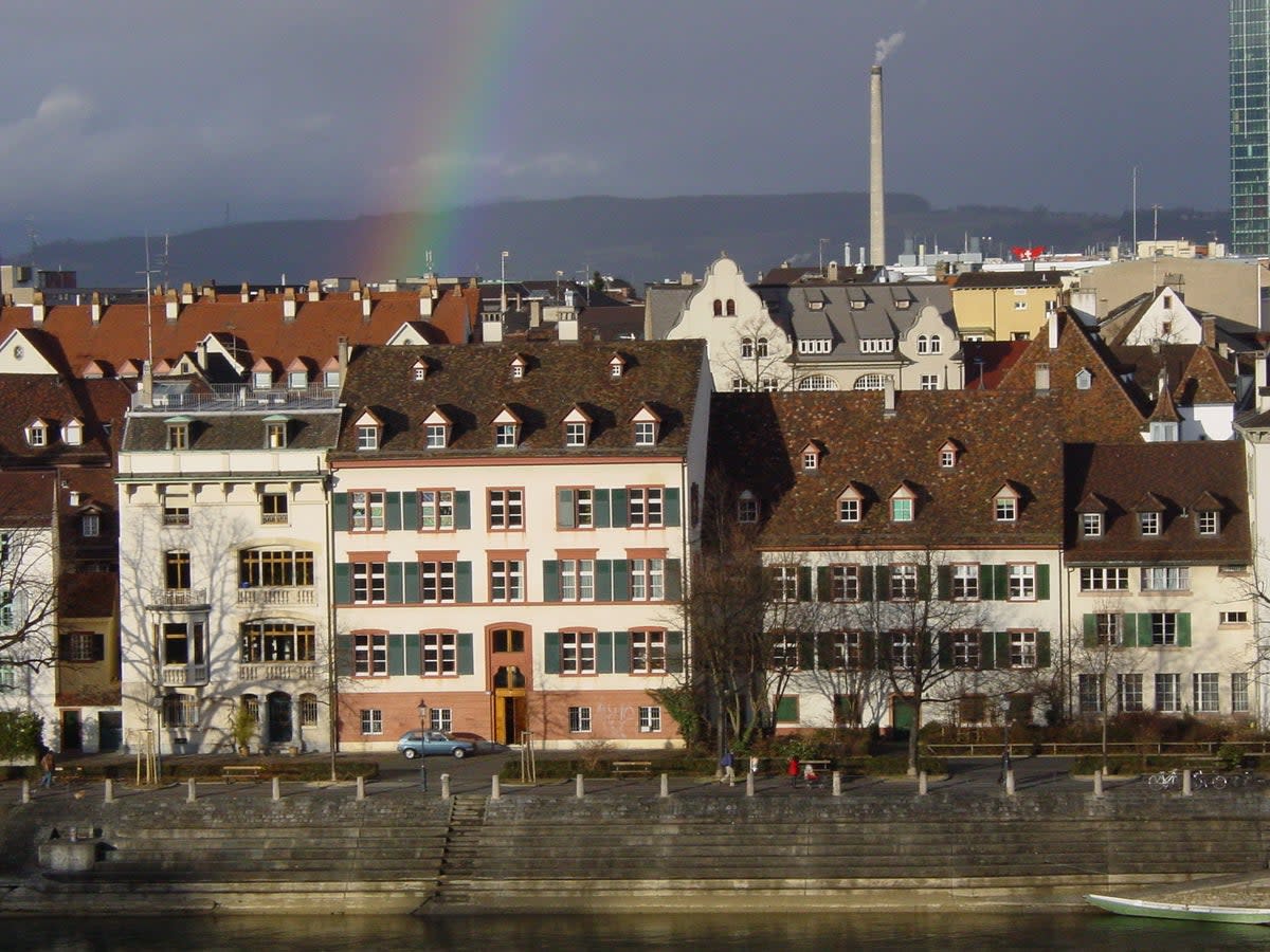 Rainbow vision: Panorama from the viewing platform above the Rhine in Basel (Simon Calder)