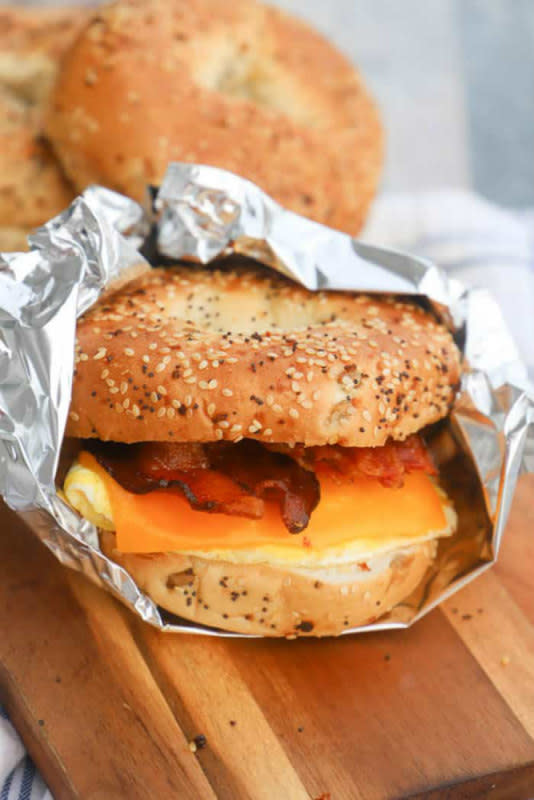 <p>TheDiaryOfARealHousewife.com</p><p>Easy breakfast idea that can be made ahead for the entire week.</p><p><strong>Get the recipe: <a href="https://www.thediaryofarealhousewife.com/freezer-bagel-breakfast-sandwiches/" rel="nofollow noopener" target="_blank" data-ylk="slk:Freezer Bagel Breakfast Sandwiches;elm:context_link;itc:0;sec:content-canvas" class="link ">Freezer Bagel Breakfast Sandwiches</a></strong></p>