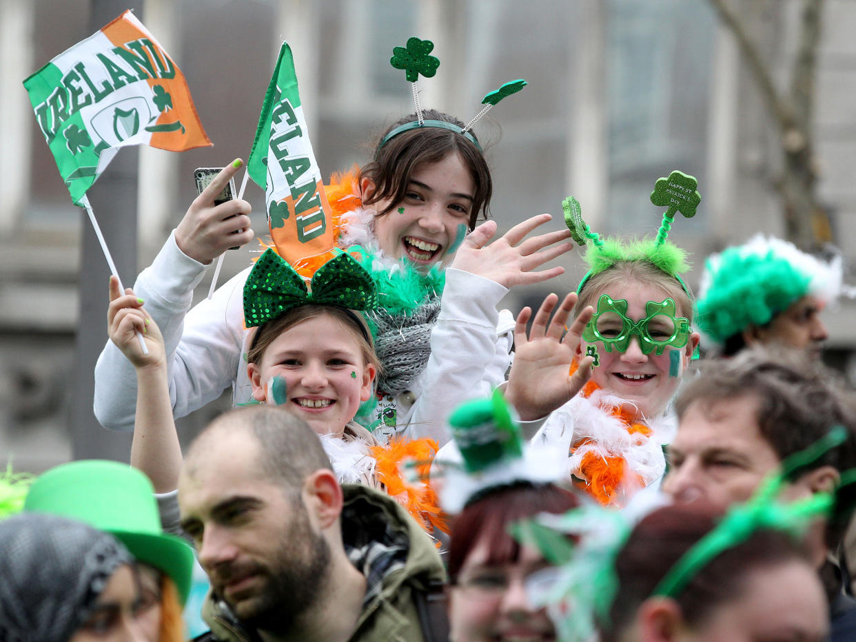 People celebrating St Patrick's Day in Dublin. A united Ireland would prevent a return to hard borders: AFP/Getty